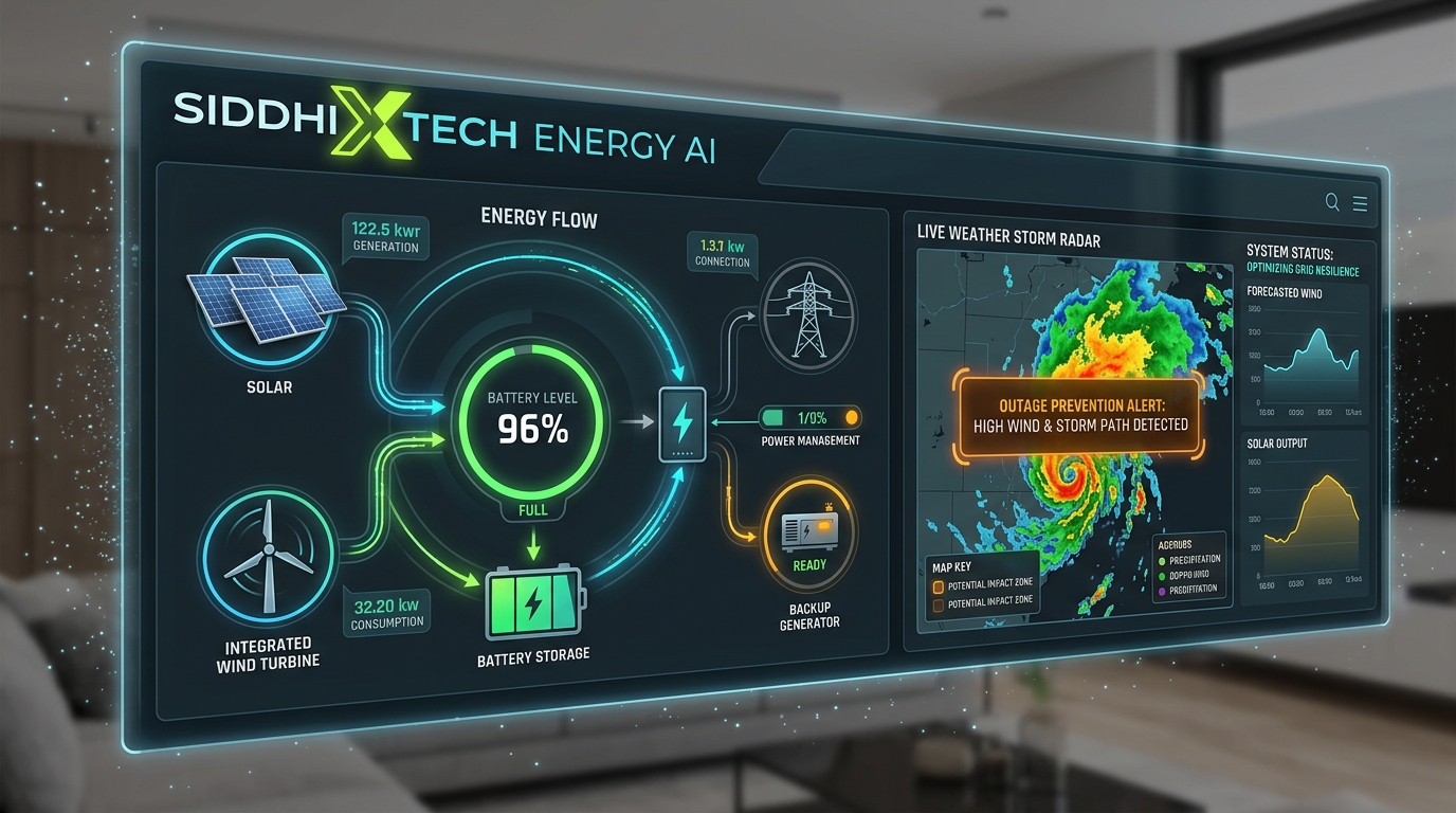 SiddhiXTech Energy Control Center & Doppler Radar Storm Warning UI